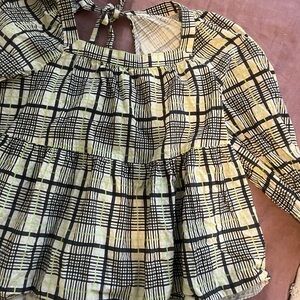 Lime Green & Black Blouse